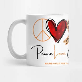 Peace Love Cure Heart Health Awareness Month Cancer Ribbon Mug